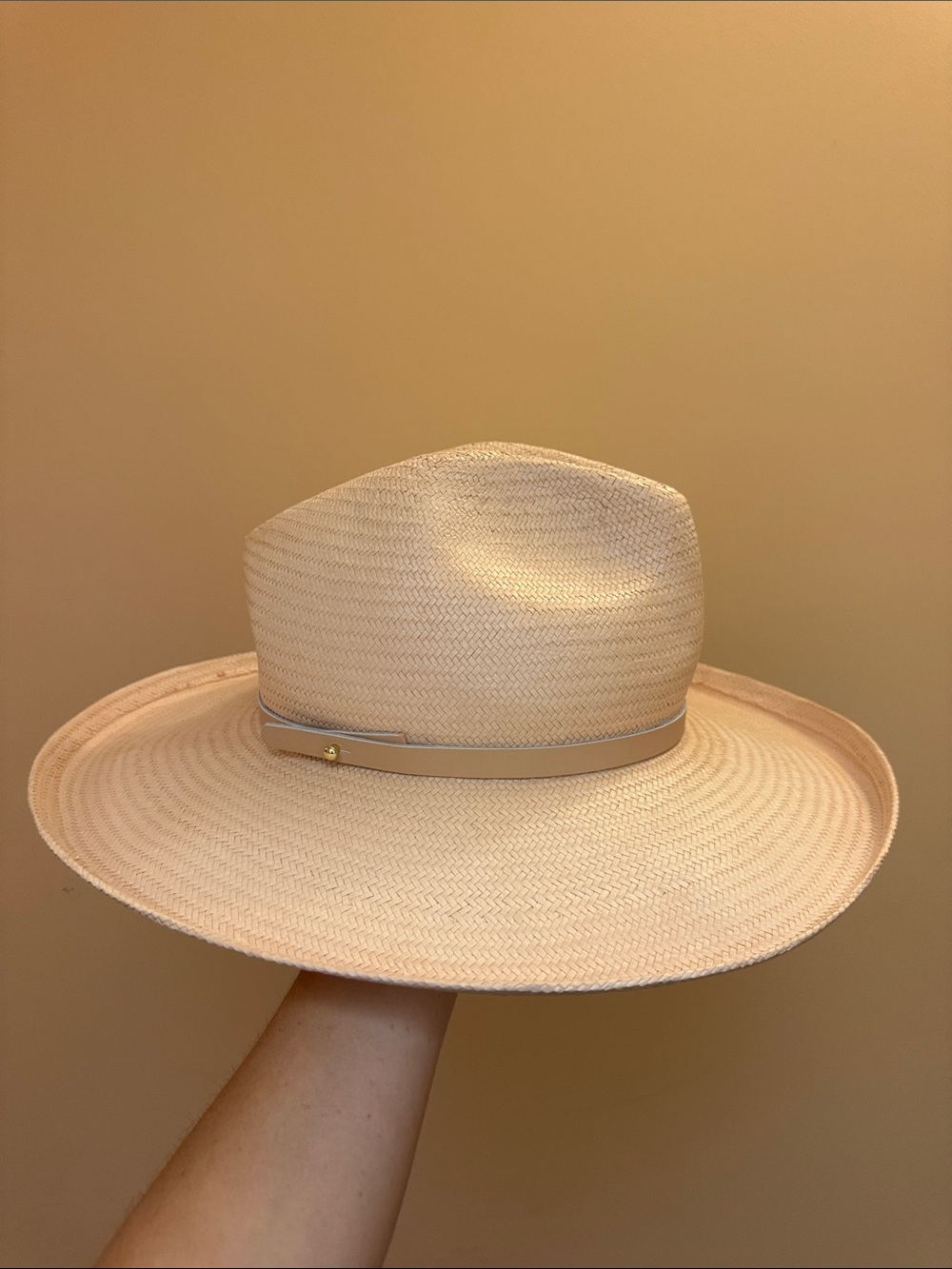 GIGI PIP Wide Brim Straw Fedora in Light Pink/Tan